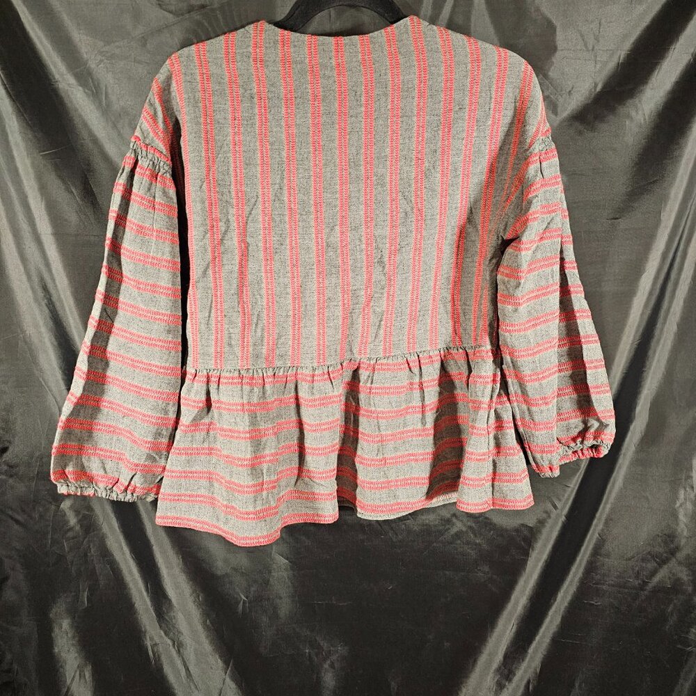 Madewell grey and red striped crossover blouse. Size S - Picture 4 of 4